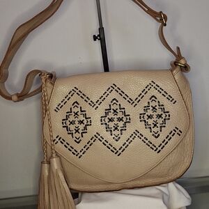Isabella Fiore Tan Crossbody Bag with Tassel